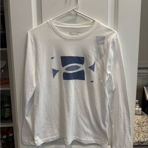 Under Armour White Long Sleeve with Blue Graphic